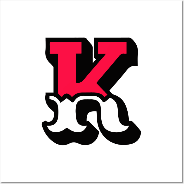 Monogram K - Alphabet Scrapbooking Red/White Circus Style Wall Art by RetroGeek